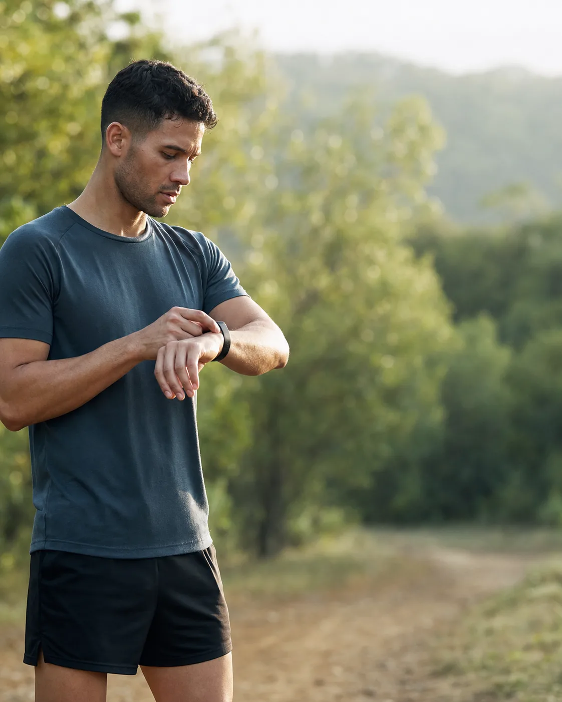 Atleta revisando su wearable tras entrenar al aire libre